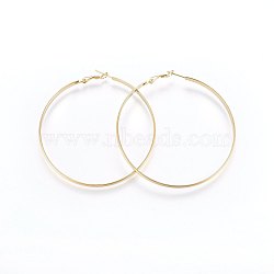 304 Stainless Steel Big Hoop Earrings, Hypoallergenic Earrings, Flat Ring Shape, Golden, 4x72x1.2mm, Pin: 0.8mm(EJEW-P162-01G-01)