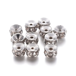 304 Stainless Steel Rhinestone Beads, Column, Crystal, 6x4mm, Hole: 1.4mm(STAS-E474-54B-P)