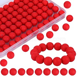 80Pcs Round Silicone Focal Beads, Chewing Beads For Teethers, DIY Nursing Necklaces Making, Red, 15mm, Hole: 2mm(SIL-SZ0001-24-14)