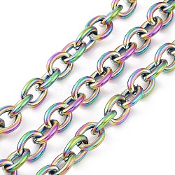 304 Stainless Steel Rolo Chains, Unwelded, Rainbow Color, 8mm, Links: 10.5x8x2mm(CHS-L020-040M)