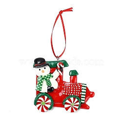 Christmas Car Handmade Polymer Clay Pendant Decorations, for Christmas Tree Wall Door Hanging Ornaments, Snowman, 140mm(HJEW-P017-03A)