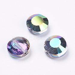 Imitation Austrian Crystal Beads, Grade AAA, Faceted, Flat Round, Colorful, 10x5mm, Hole: 0.9~1mm(SWAR-F065-10mm-31)