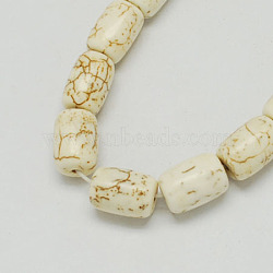 Gemstone Beads Strands, Synthetical Turquoise, Column, White, 14x10mm, Hole: 1.5mm(TURQ-S216-14x10mm-1)