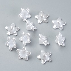 Acrylic Beads, White, Flower, 12.5mm in diameter, 7mm long, hole: 1mm. 1000pcs/bag(PL128Y-3)