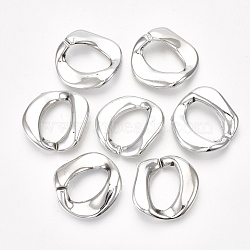 UV Plating ABS Plastic Linking Rings, Quick Link Connectors, For Curb Chains Making, Unwelded, Twist, Platinum, 30x28x5mm, Hole: 20.5x12.5mm(CCB-S162-06P)