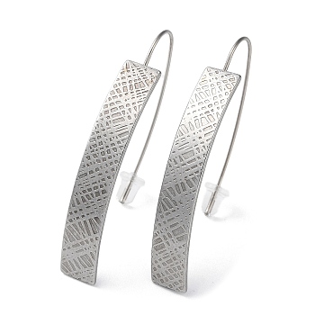 304 Stainless Steel Dangle Earrings for Women, Curved Rectangle, Stainless Steel Color, 46.5x7mm