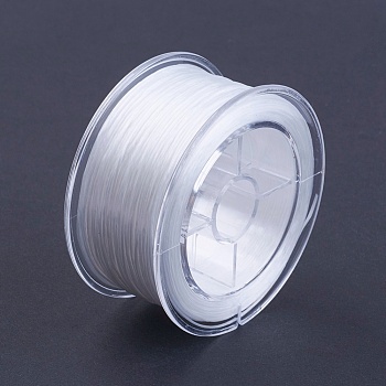 Flat Elastic Crystal String, Elastic Beading Thread, for Stretch Bracelet Making, White, 0.8mm, about 54.68 yards(50m)/roll
