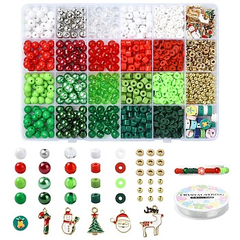 Christmas Theme DIY Acrylic Beads Bracelets Making Kits, Mixed Color, Beads: 1240pcs