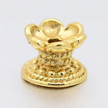 Brass Lotus Beads, Buddha Jewelry Making, Golden, 7x9mm, Hole: 2.5mm