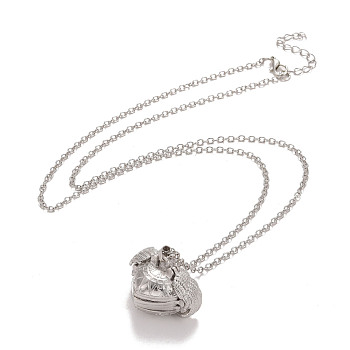 Alloy Multi Picture Photo Heart Locket Pendant Necklace for Women, Platinum, 25.95 inch(66cm), Tray: 18x19mm