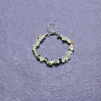 Natural Prehnite Chip Beaded Bracelets for Women