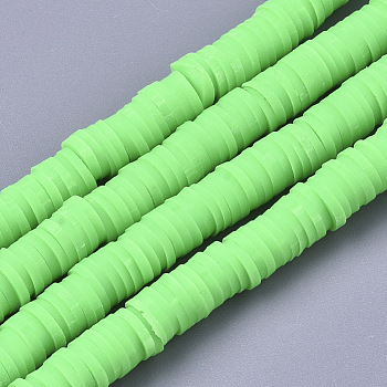 Handmade Polymer Clay Beads Strands, for DIY Jewelry Crafts Supplies, Heishi Beads, Disc/Flat Round, Spring Green, 6x0.5~1mm, Hole: 1.8mm, about 290~320pcs/strand, 15.75 inch~16.14 inch(40~41cm)