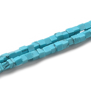 Synthetic Turquoise Beads Strands, Cube, 2~2.5x2.5~3.5x2.5~3mm, Hole: 0.4mm, about 157~165pcs/strand, 14.96~15.75''(38~40cm)
