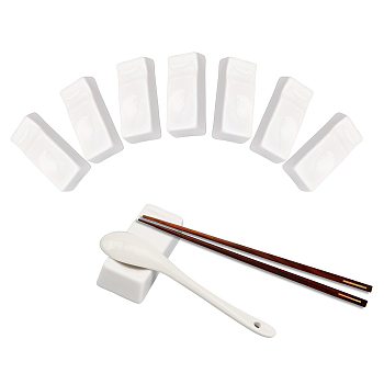 Porcelain Chopsticks Rest Dinner Spoon Stand Knife Fork Holder, Rectangle, White, 74x30.5x17mm