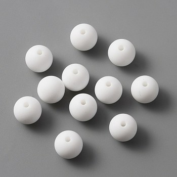 Silicone Beads, DIY Nursing Necklaces and Bracelets Making, Chewing Pendants For Teethers, Round, White, 12x11mm, Hole: 2mm