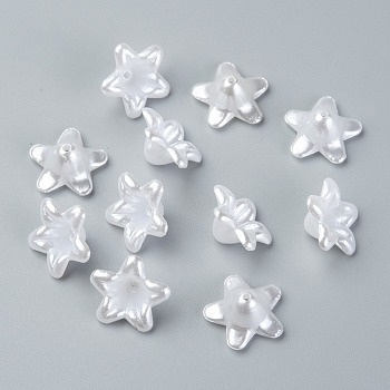 Acrylic Beads, White, Flower, 12.5mm in diameter, 7mm long, hole: 1mm. 1000pcs/bag