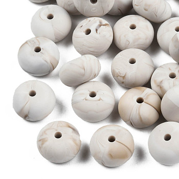 Food Grade Eco-Friendly Silicone Beads, Chewing Beads For Teethers, DIY Nursing Necklaces Making, Rondelle, WhiteSmoke, 14x8mm, Hole: 3mm