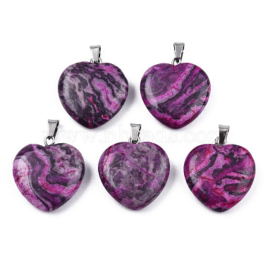 Natural Map Stone Pendants(G-N0325-18F)-2