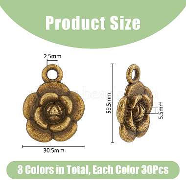 90Pcs 3 Colors Tibetan Style Alloy Pendants(FIND-DC0004-18)-2