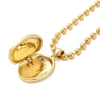 Real 18K Gold Plated Brass Pave Shell Ball Chain Locket Pendant Necklaces for Women(NJEW-K381-02B-G)-2