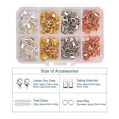PandaHall Elite 4 Mixing Colors Brass Chain Extender And Lobster Claw Clasps Drop End for Craft 1 Box(KK-PH0017-02)-3