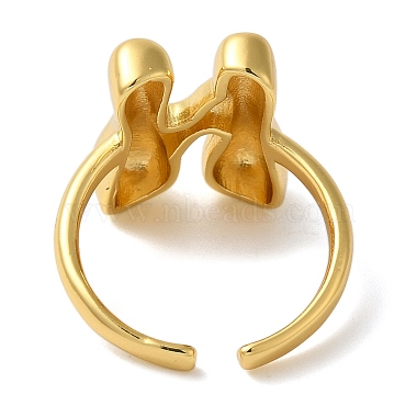 Initials Brass Open Cuff Ring for Women(RJEW-N046-02N-G)-3