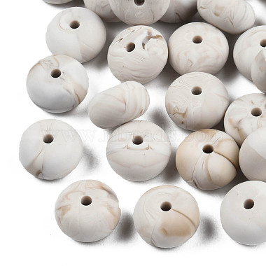 14mm WhiteSmoke Flat Round Silicone Beads