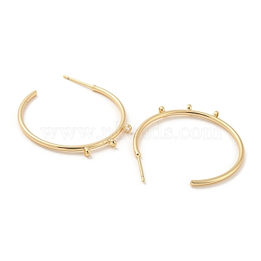 Brass Ring Stud Earrings Findings(KK-K351-25G)-2