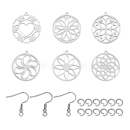 Unicraftale DIY Earring Making Kits, with 201 Stainless Steel Pendants, 304 Stainless Steel Earring Hooks & Open Jump Rings, Stainless Steel Color, Pendant: 21~21.5x20x1mm, Hole: 1.2mm, 10pcs/set(DIY-UN0001-48P)
