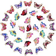 32Pcs 8 Style Printed Alloy Pendants, Light Gold, Butterfly, Mixed Color, 15~21.5x16.5~20x1.5mm, Hole: 1.8~2mm, 4pcs/style(FIND-SZ0002-52)
