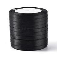 Single Face Satin Ribbon, Polyester Ribbon, Black, 1/4 inch(6mm), about 25yards/roll(22.86m/roll), 10rolls/group, 250yards/group(228.6m/group)(RC6mmY039)