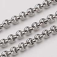 304 Stainless Steel Rolo Chains, Belcher Chain, Unwelded, Stainless Steel Color, 2.5mm(CHS-L015-32)