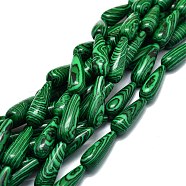 Synthetic Malachite Beads Strands, Waterdrop, 30x10mm, Hole: 1.4mm, about 13pcs/strand, 15.75''(40cm)(G-E576-37)