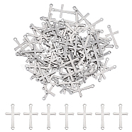 100Pcs 201 Stainless Steel Connector Charms, Laser Cut, Religion Cross Links, Stainless Steel Color, 17x9.5x0.7mm, Hole: 1.2mm(STAS-UN0048-56)