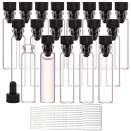 Perfume Dispensing Kits, including 100 Sets Sets Glass Refillable Bottle, Sample Vials, with 10Pcs Disposable Plastic Transfer Pipettes, Clear, Vial: 0.9x4cm, Capacity: 1ml(0.03fl. oz)(AJEW-BC0003-71)