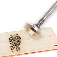 Stamping Embossing Soldering Brass with Stamp, for Cake/Wood, Golden, Flower Pattern, 30mm(AJEW-WH0113-15-57)