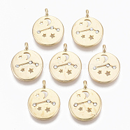 Alloy Pendants, with Crystal Rhinestone, Cadmium Free & Nickel Free & Lead Free, Constellation, Real 18K Gold Plated, Aries, 17x14x1.4mm, Hole: 1.5mm(X-PALLOY-S135-001C-NR)