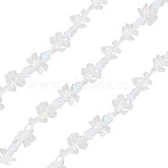 10 Yards Polyester Lace Trims, with Plastic Imitation Pearl Beads, Bowknot, White, 1/4~5/8 inch(7~17mm), about 10.00 Yards(9.14m)/Bundle(SRIB-WH0011-102)