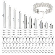 DIY Jewelry Making Finding Kit, Including 304 Stainless Steel Slide On End Clasp Tubes & Open Jump Rings & Ends Chains & Lobster Claw Clasps, Stainless Steel Color, 300Pcs/box(STAS-UN0047-70)
