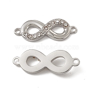 201 Stainless Steel Connector Charms, Infinity Links, with Crystal Rhinestone, Stainless Steel Color, 23x8.5x3mm, Hole: 1.4mm(STAS-J401-VC741)