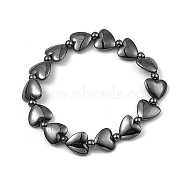 Synthetic Non-Magnetic Hematite Beaded Bracelets, Heart, Inner Diameter: 1-7/8 inch(4.7cm)(BJEW-E084-11)