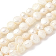 Natural Cultured Freshwater Pearl Beads Strands, Two Sides Polished, Floral White, 8~9mm, Hole: 0.5mm, about 23pcs/strand, 6.89''(17.5cm)(PEAR-A006-09A)