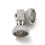 Brass Micro Pave Clear Cubic Zirconia Fold Over Clasps, Cadmium Free & Lead Free, Platinum, 32x12.5mm, Hole: 1mm(KK-G414-09P)