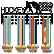 Sports Theme Iron Medal Hanger Holder Display Wall Rack, 3-Line, with Screws, Hockey, Sports, 130x290mm(ODIS-WH0055-047)
