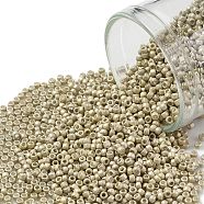 TOHO Round Seed Beads, Japanese Seed Beads, Frosted, (558F) Matte Galvanized Khaki, 15/0, 1.5mm, Hole: 0.7mm, about 3000pcs/10g(X-SEED-TR15-0558F)