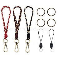3Pcs Boho Macrame Wristlet Keychain Keying, Handmade Braided Tassel Wrist Lanyard with Portable Anti-Lost Mobile Rope for Women, Black, 19cm, 3 colors, 1pc/color(KEYC-SW00004-08)