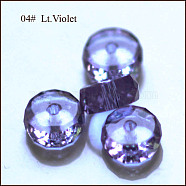Imitation Austrian Crystal Beads, Grade AAA, Faceted, Flat Round, Lilac, 8x3.5mm, Hole: 0.9~1mm(SWAR-F078-4x8mm-04)