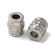 304 Stainless Steel Beads, Column with Heart, Stainless Steel Color, 10x9mm, Hole: 4mm(STAS-I203-42P)