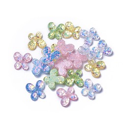 Resin Cabochons, with Paillette, Butterfly, Mixed Color, 20x21x7mm(X-RESI-F017-21)