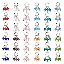 48Pcs 12 Color Glass Imitate Austrian Crystal Bicone Beaded Charms, with Platinum Brass Ball Head Pins and Iron Jump Ring, Mixed Color, 13x3mm, Hole: 4.2mm, 4Pcs/color(PALLOY-PH01621)